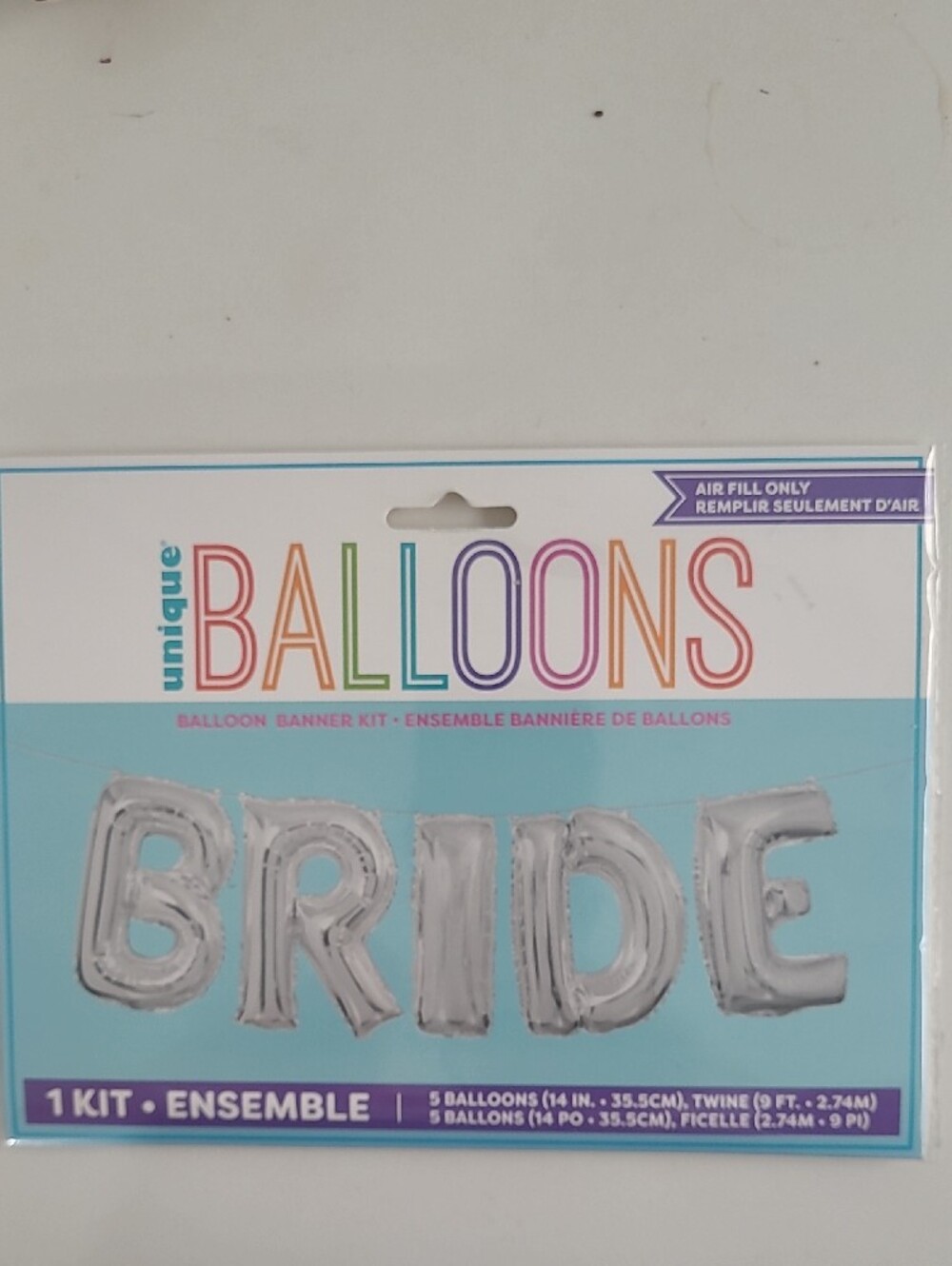 Nique Silver BRIDE Foil Balloon Banner Kit - 14 Inch